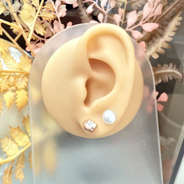 淡水珍珠-單支素耳釘#e0813 