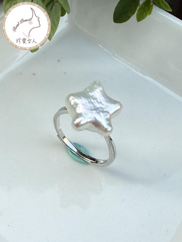 星星造型天然珍珠戒指#rfp0809 輕珠寶戒指,珍珠戒指,淡水珍珠戒指