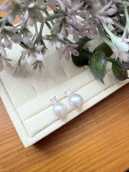 極光珍珠耳釘#e0803 