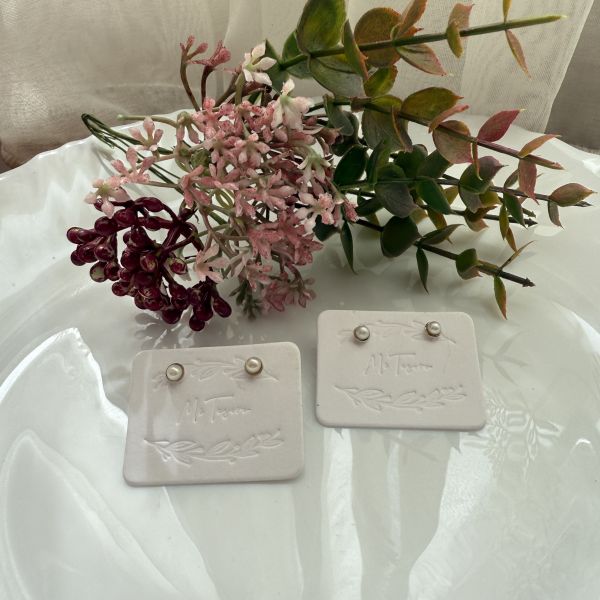 手作白系3mm珍珠耳釘 珍珠耳釘, pearl Earrings