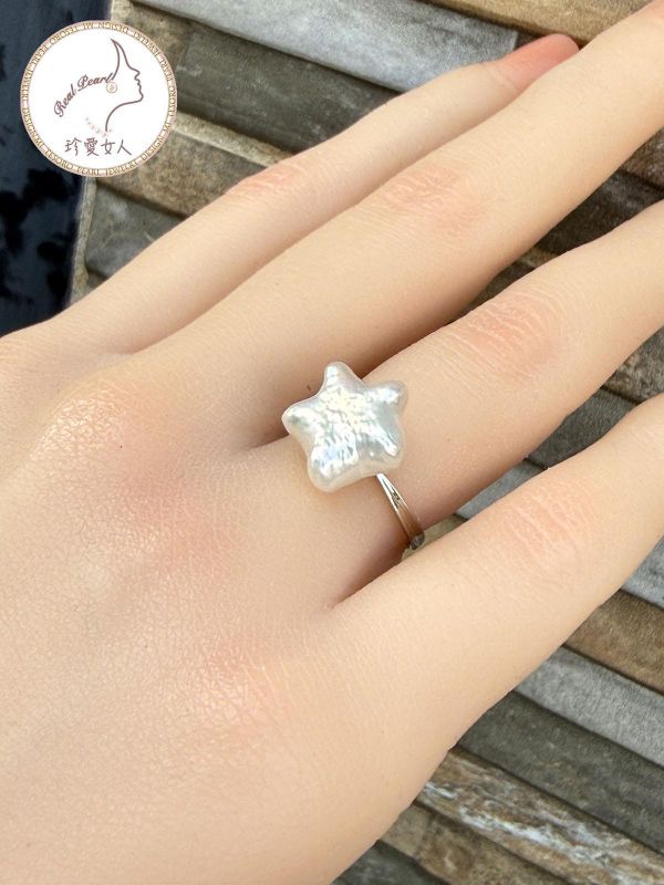 星星造型天然珍珠戒指#rfp0809 輕珠寶戒指,珍珠戒指,淡水珍珠戒指