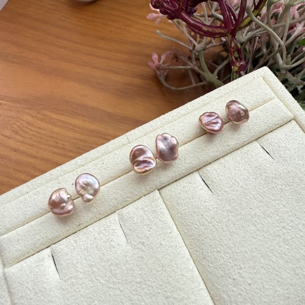 淡水珍珠-特色花瓣耳釘#e0815 