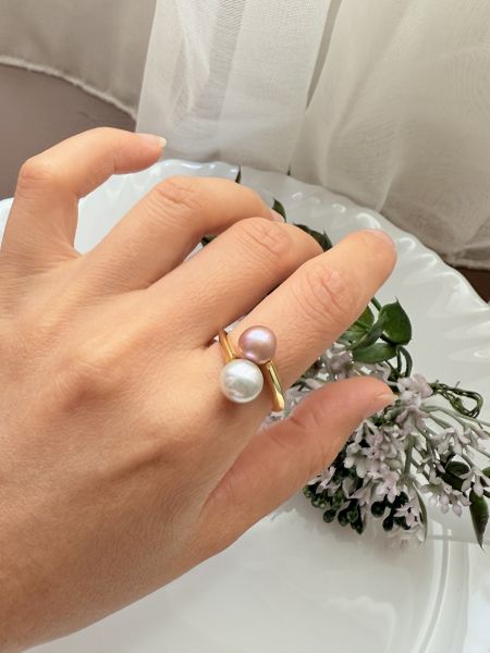 珍珠戒指-雙珠款#rfp0620 