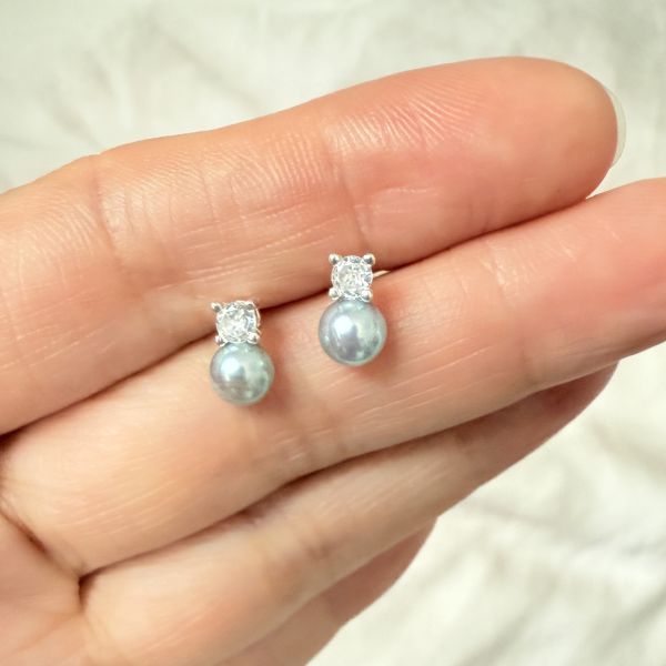 海水珍珠-真多麻耳釘#e0804 