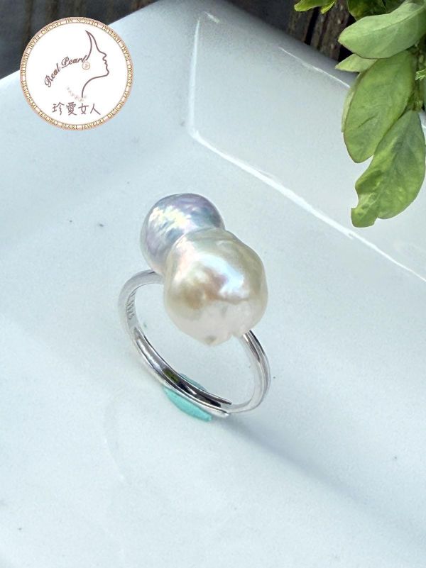 可愛雪球造型淡水珍珠戒指#rfp0828 輕珠寶戒指,珍珠戒指,淡水珍珠戒指
