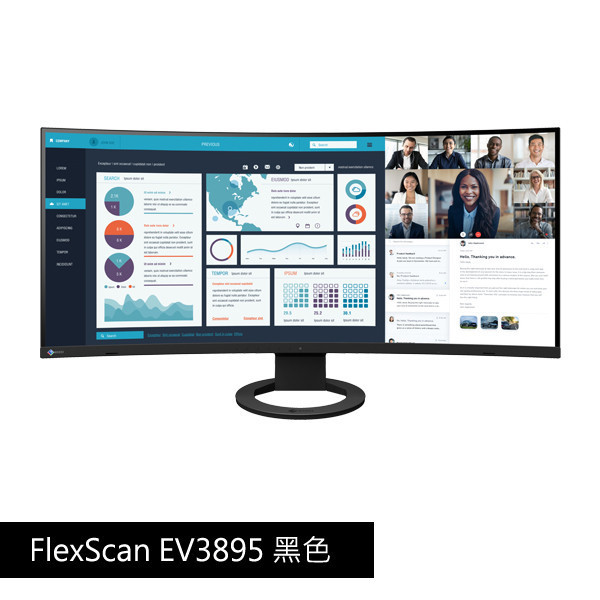 FlexScan EV3895 黑色 37.5吋 UWQHD/曲面/低藍光/低閃頻/護眼 商用顯示器 