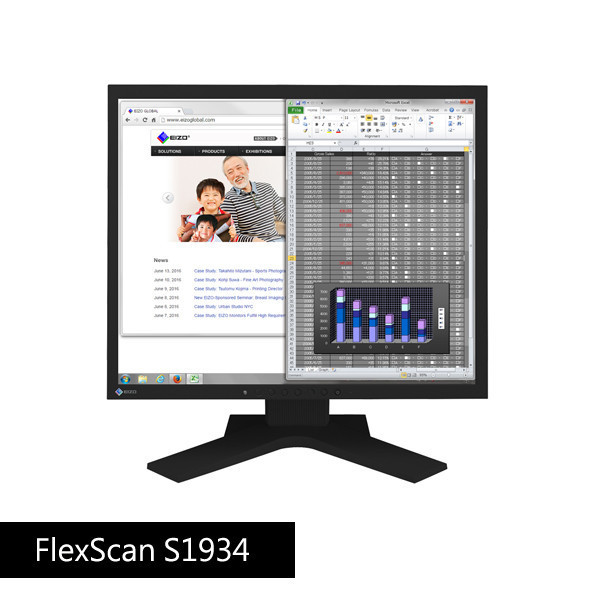 FlexScan S1934 19吋 4:3畫面比/低藍光/低閃頻 商用顯示器 