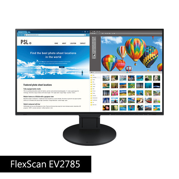 FlexScan EV2785 黑色 (產品出清) 27吋 UHD 4K/USB Type C/低藍光/低閃頻/護眼 商用顯示器 