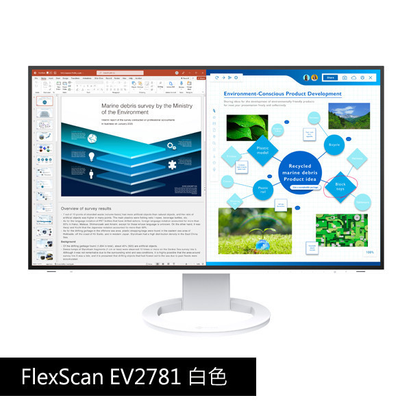 FlexScan EV2781 白色 27吋 USB Type C/低藍光/低閃頻/護眼 商用顯示器 