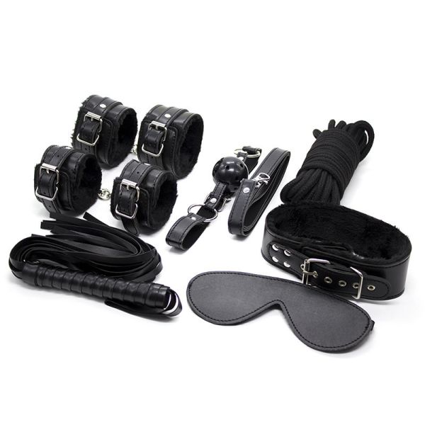 SM激情皮革7件套(眼罩+脖圍+口塞+鞭子+手銬+腳銬+棉繩)黑色 皮繩愉虐邦、SM、BDSM、愉虐、性虐待、性體罰、調教、女王、性奴隸、男奴、女奴、性調教、狗奴、軍犬、情色調教、格雷的五十道陰影、手銬、手枷、口枷
、腳枷、腿枷、M字開腿、滴蠟、低溫蠟燭、綑綁調教、綑綁、主人與奴、戴面具調教、面具調教、主僕、軍警調教、消防員調教、sexual fetish