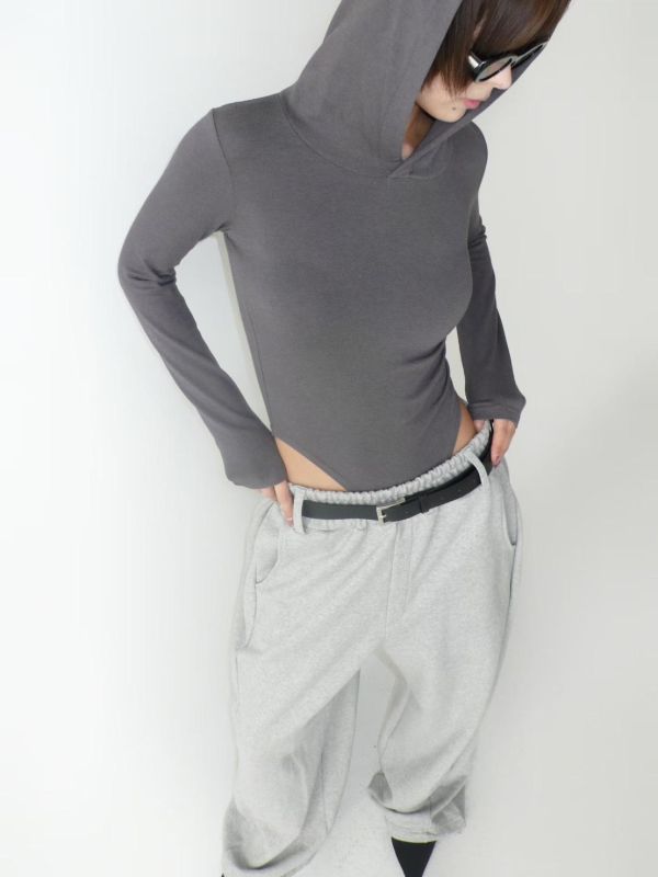 連帽彈性長袖連體衣 