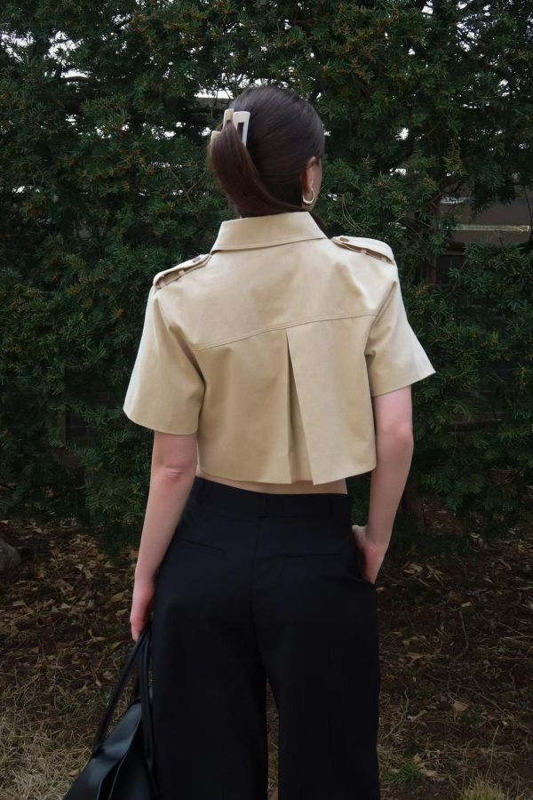 海軍風短版風衣外套 