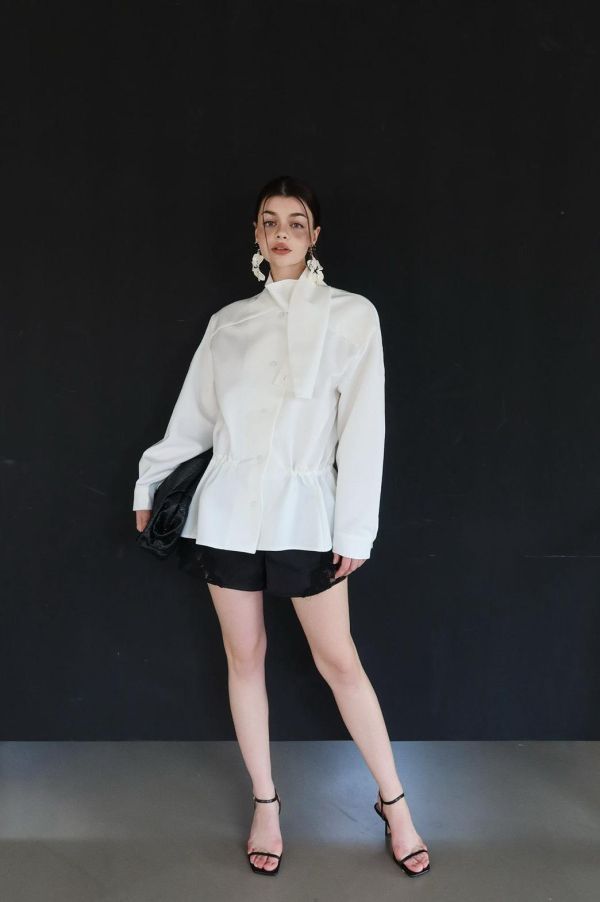 收腰立領風衣外套 