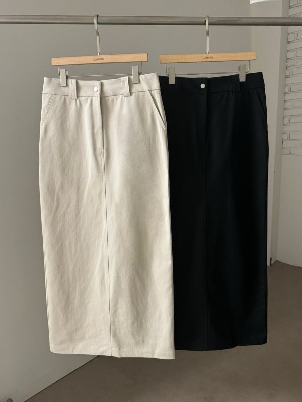 後開衩直筒牛仔長裙 