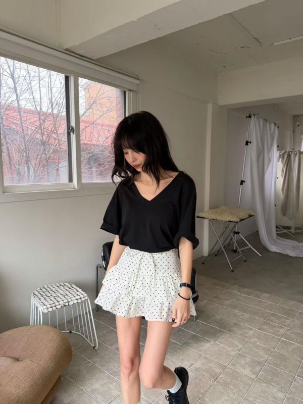 抽繩點點短褲裙 