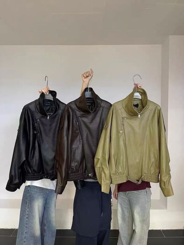 寬鬆百搭機車風衣外套 