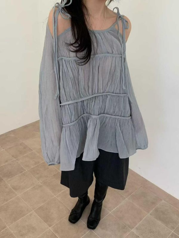 浪漫露肩蛋糕上衣 