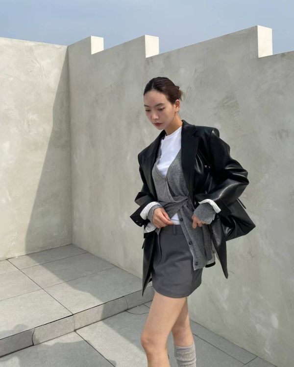 秋冬拼接西裝褲裙 