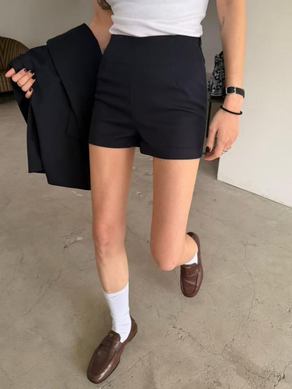 雙層設計西裝外套/合身西裝短褲 
