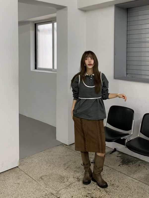 漸層蕾絲中長裙 