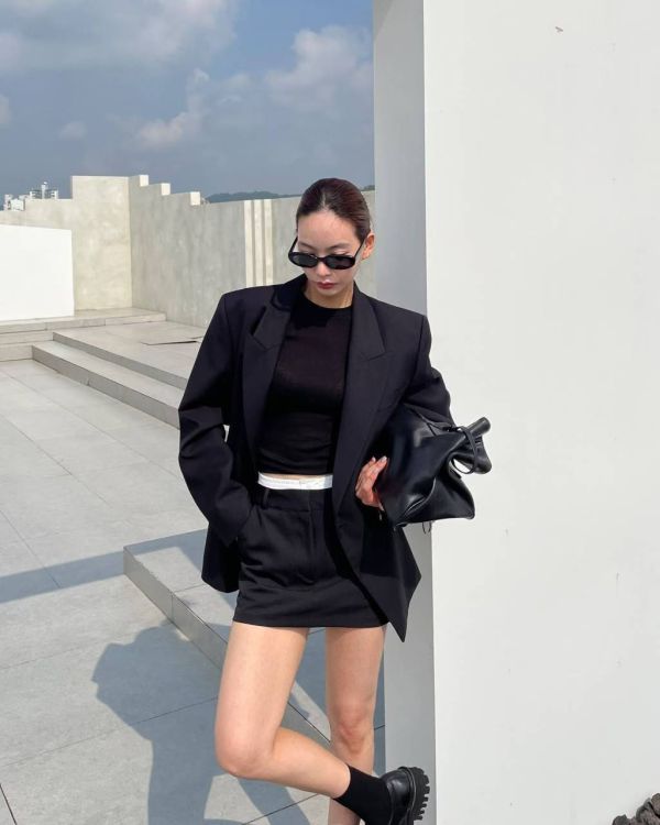 秋冬拼接西裝褲裙 