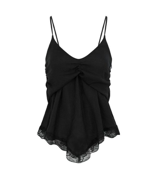 V領蕾絲邊吊帶背心 