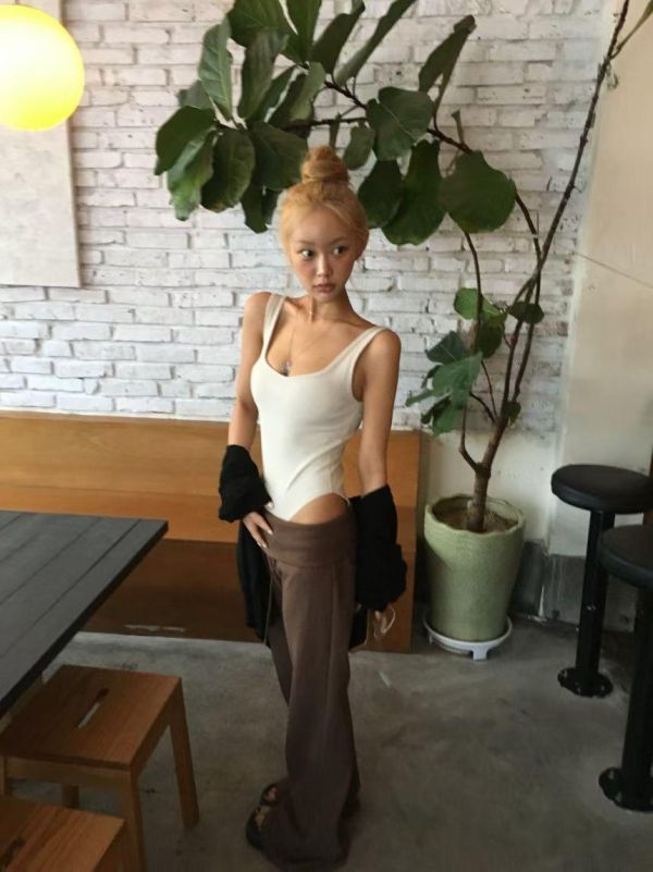 反摺褲頭喇叭神長褲 