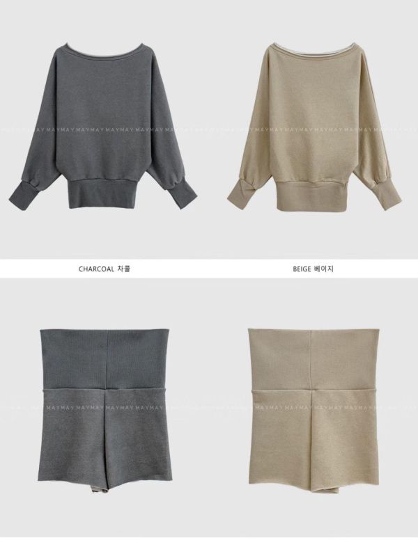 水洗斜肩衣+短褲SET 