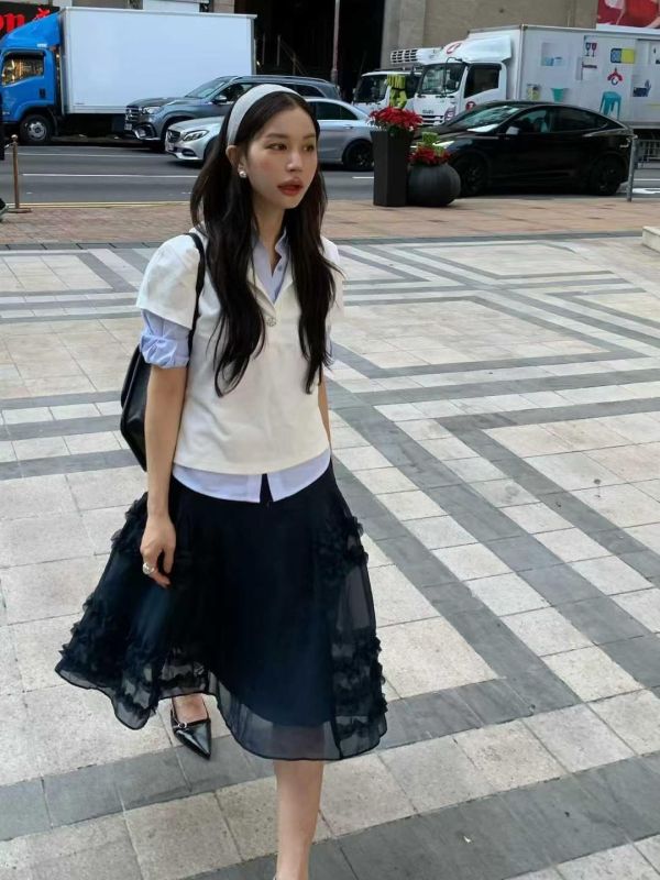 荷葉拼紗澎澎裙 