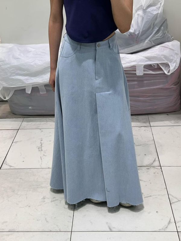 傘感斜紋牛仔布長裙 