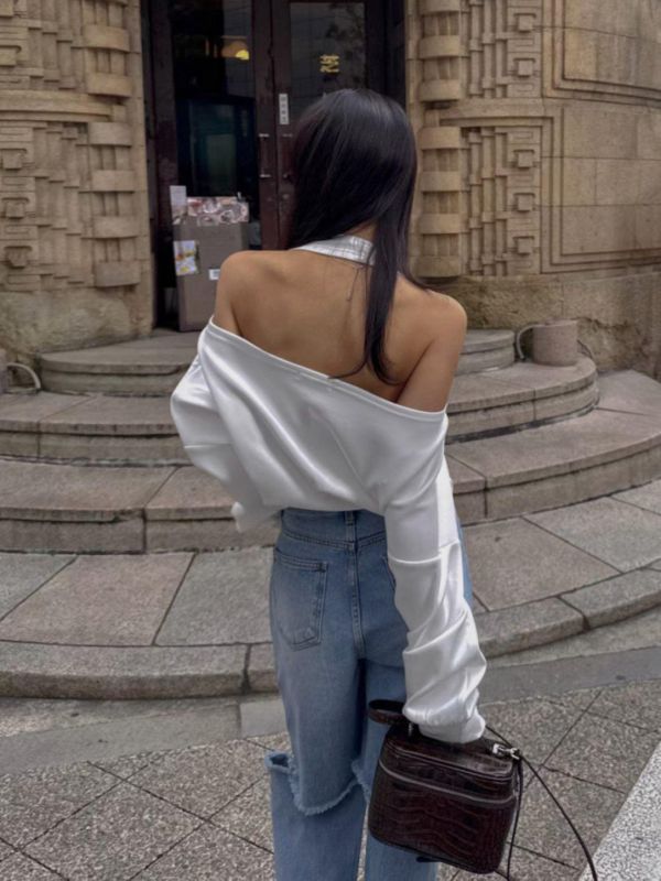 繞脖美背太空棉上衣 