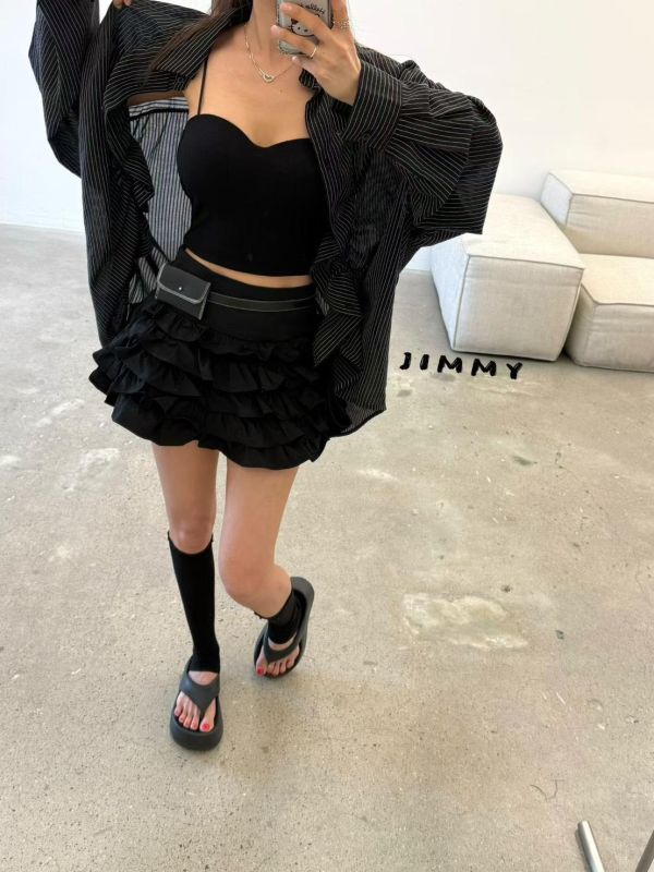 條紋皺褶抽繩襯衫外套 