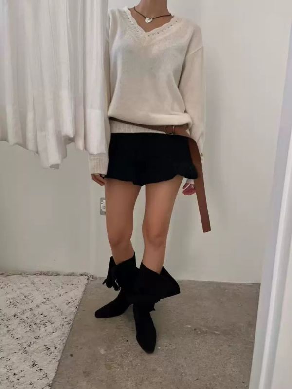 麻花荷葉邊短褲 