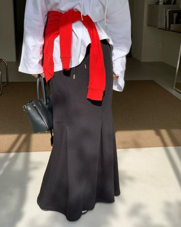 拉鍊磨毛魚尾棉裙 