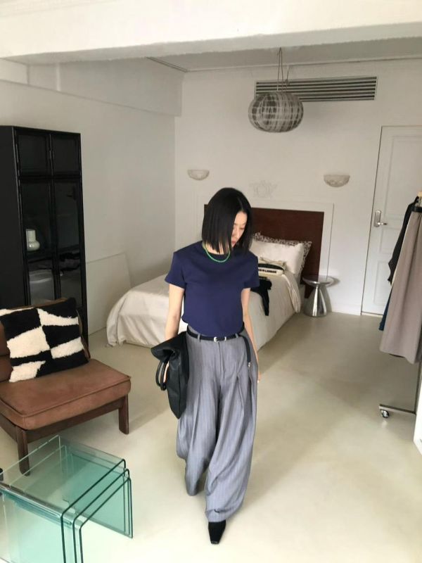 長腿落地寬版西裝長褲 