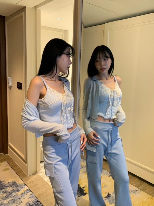 綁帶蕾絲背心+外套 