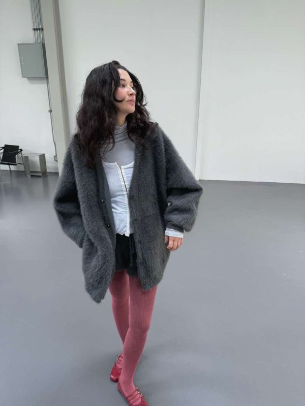 毛絨絨寬鬆罩衫/毛絨短褲 