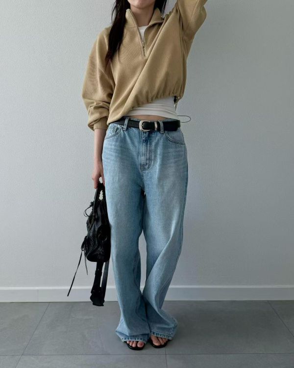 半拉鍊抽繩短款上衣 