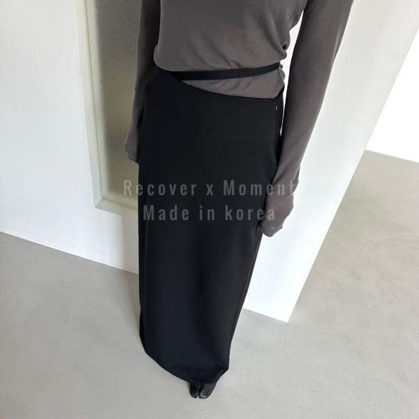 側腰造型綁帶西裝長裙 