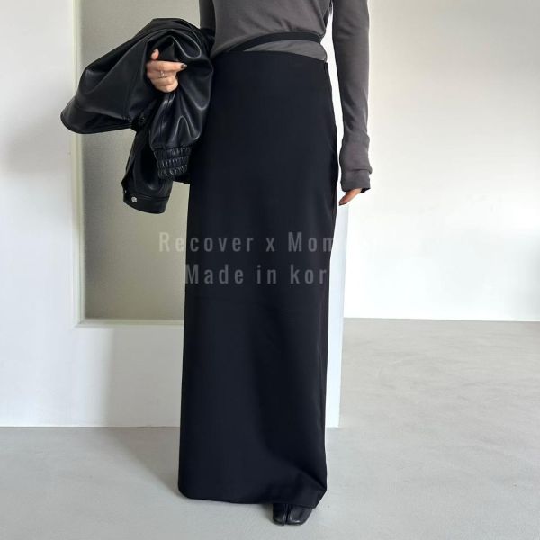 側腰造型綁帶西裝長裙 