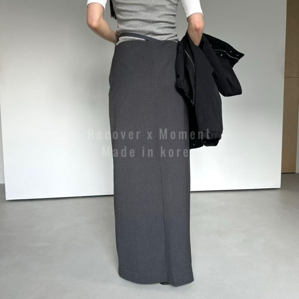 側腰造型綁帶西裝長裙 