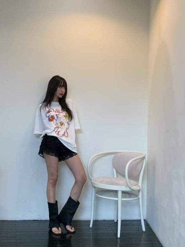 超美蕾絲緞帶短褲 