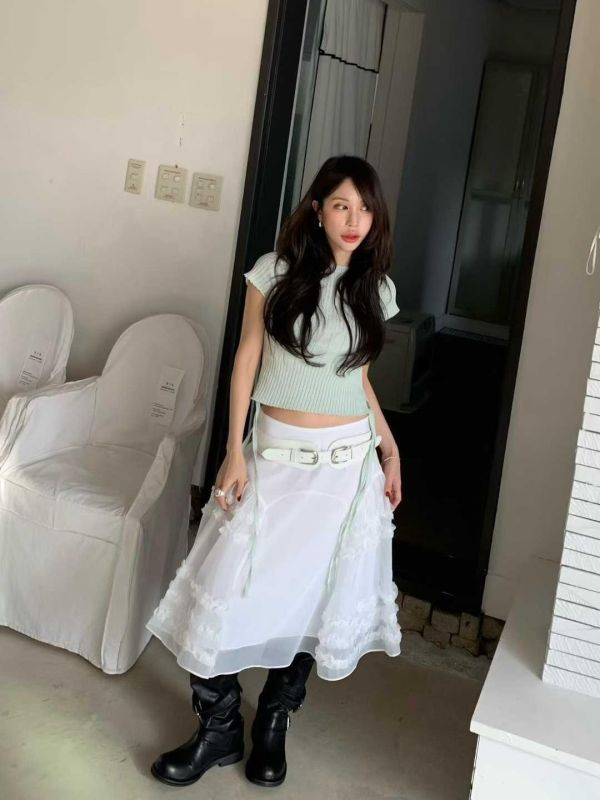 荷葉拼紗澎澎裙 