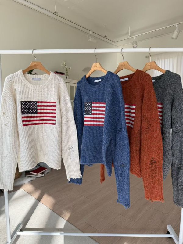 國旗羊毛破壞感上衣 