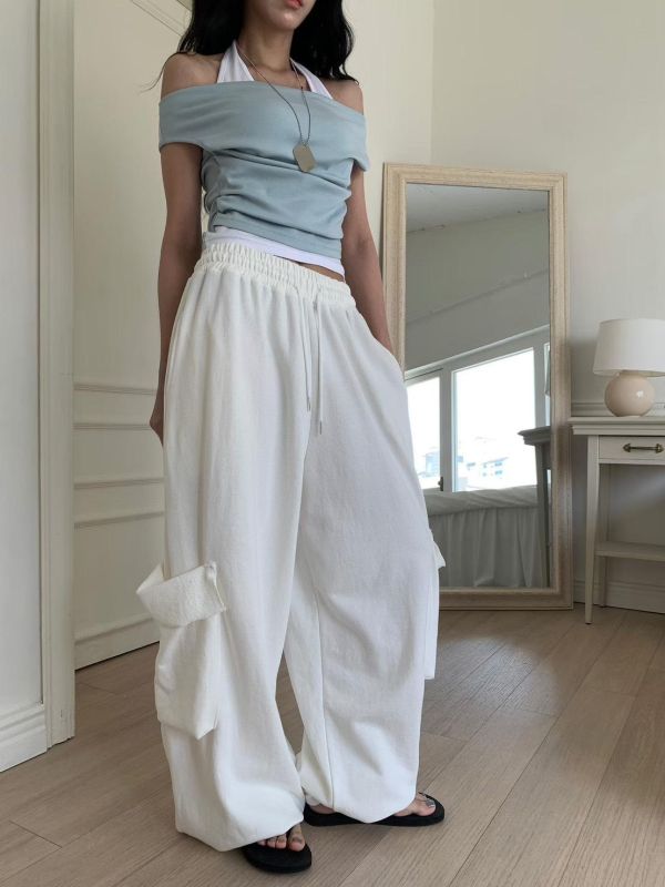 假兩件繞脖船領上衣 