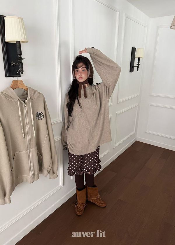 側條紋慵懶長袖上衣 