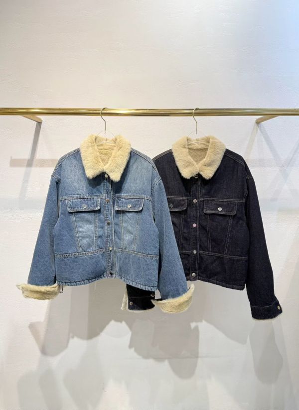 毛絨翻領牛仔外套 