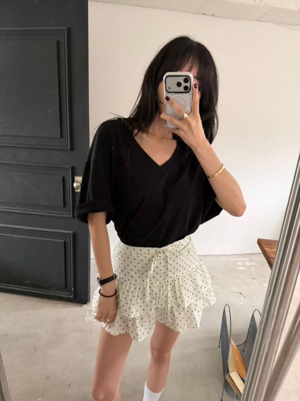 抽繩點點短褲裙 