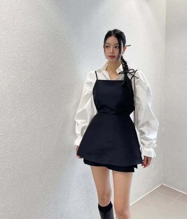 後美背縮腰細肩短洋 