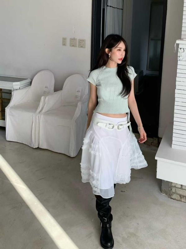 荷葉拼紗澎澎裙 